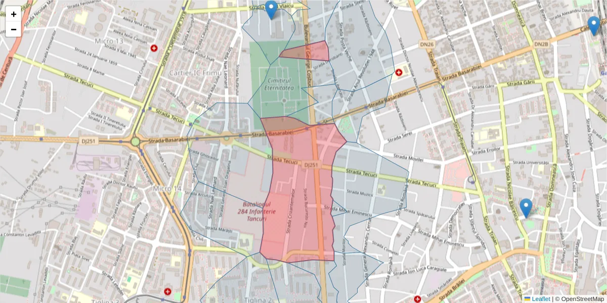 Hartă a codului poștal  și a codurilor poștale învecinate