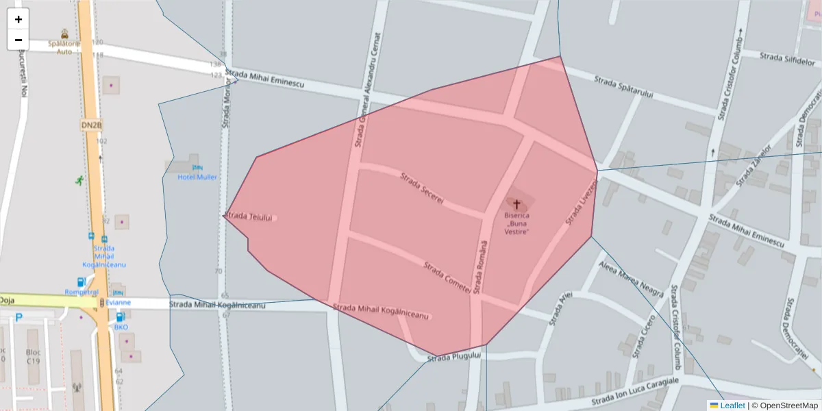 Hartă a codului poștal  și a codurilor poștale învecinate