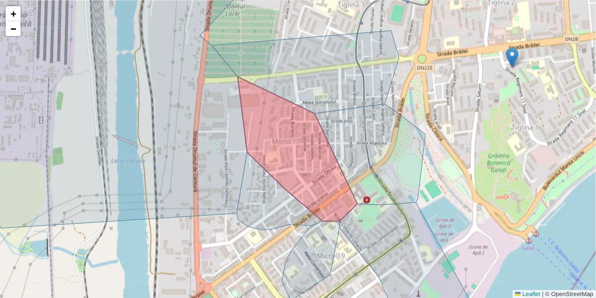 Hartă a codului poștal  și a codurilor poștale învecinate