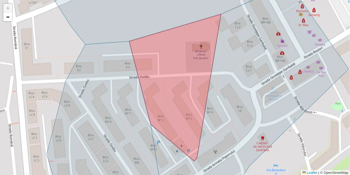 Hartă a codului poștal  și a codurilor poștale învecinate