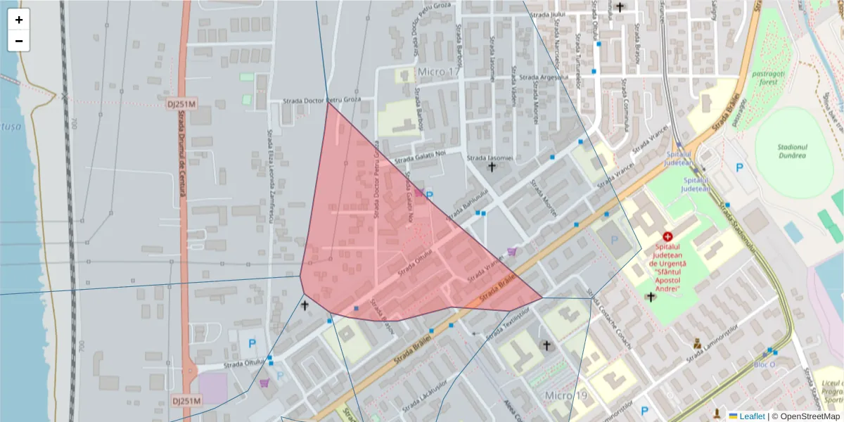 Hartă a codului poștal  și a codurilor poștale învecinate