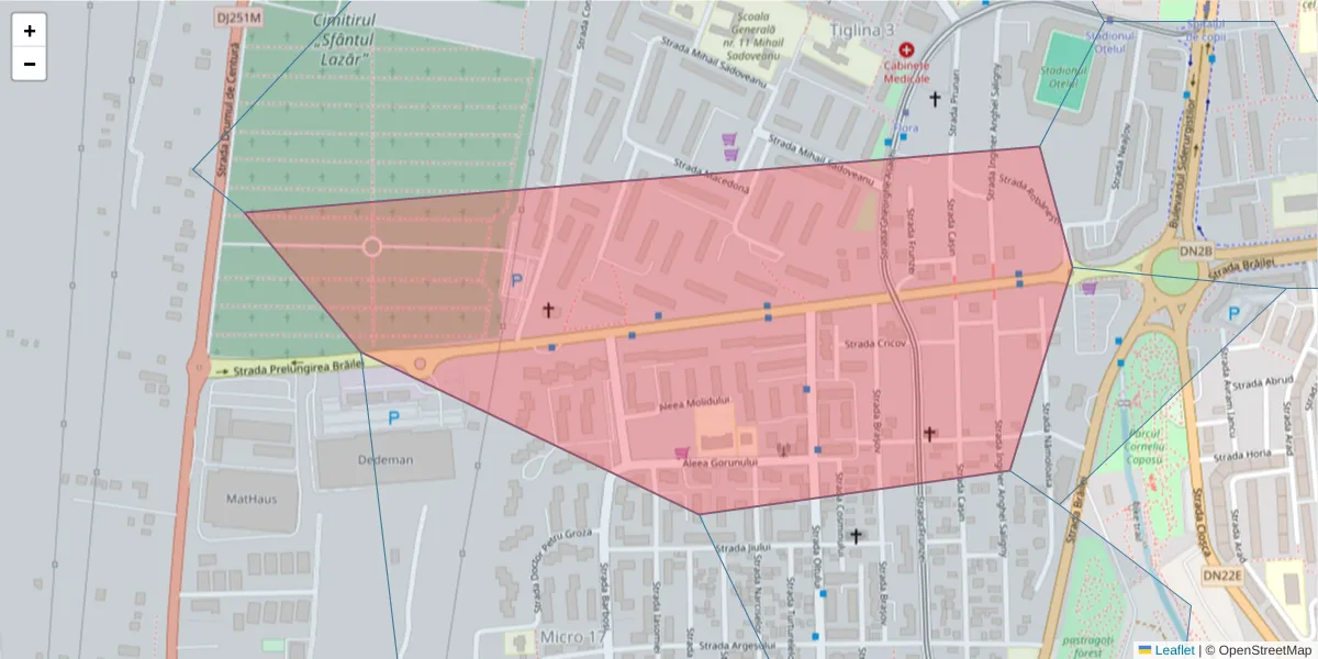 Hartă a codului poștal  și a codurilor poștale învecinate