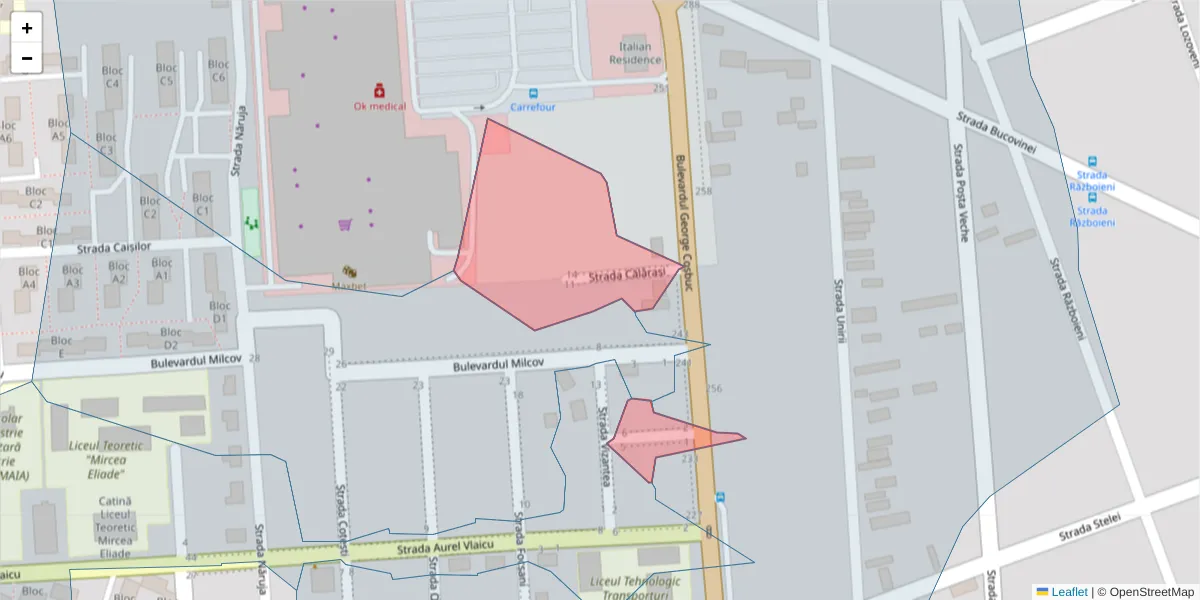 Hartă a codului poștal  și a codurilor poștale învecinate