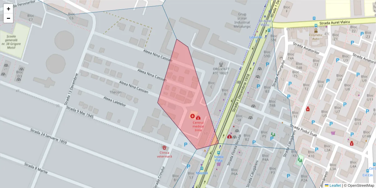 Hartă a codului poștal  și a codurilor poștale învecinate