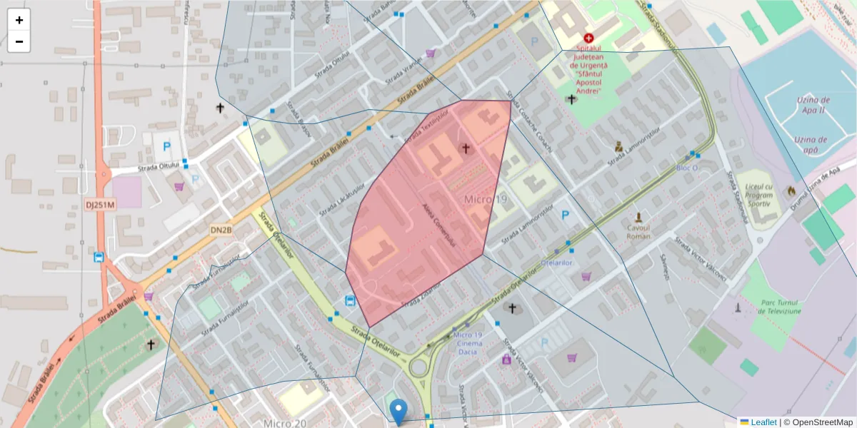 Hartă a codului poștal  și a codurilor poștale învecinate