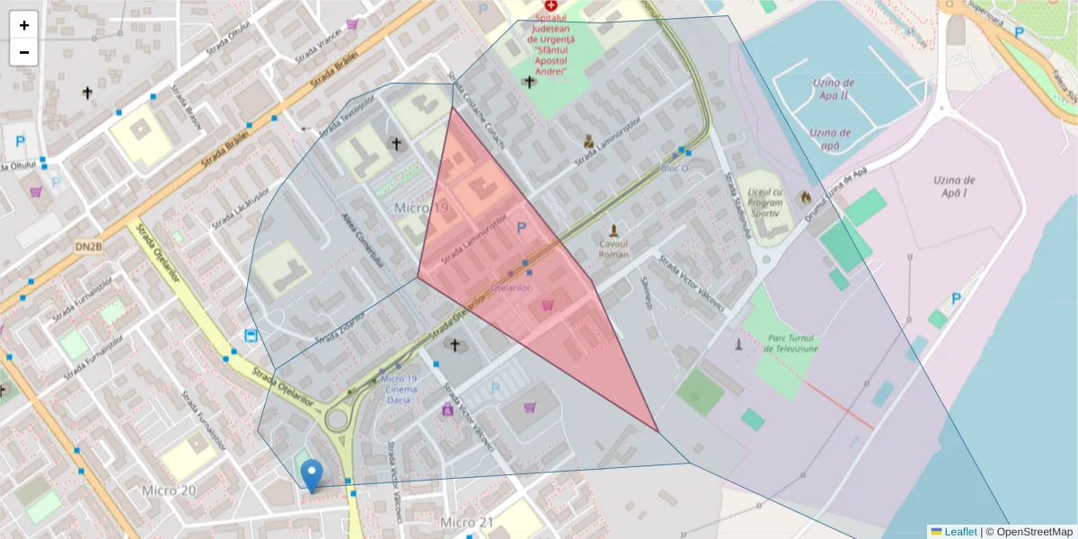 Hartă a codului poștal  și a codurilor poștale învecinate