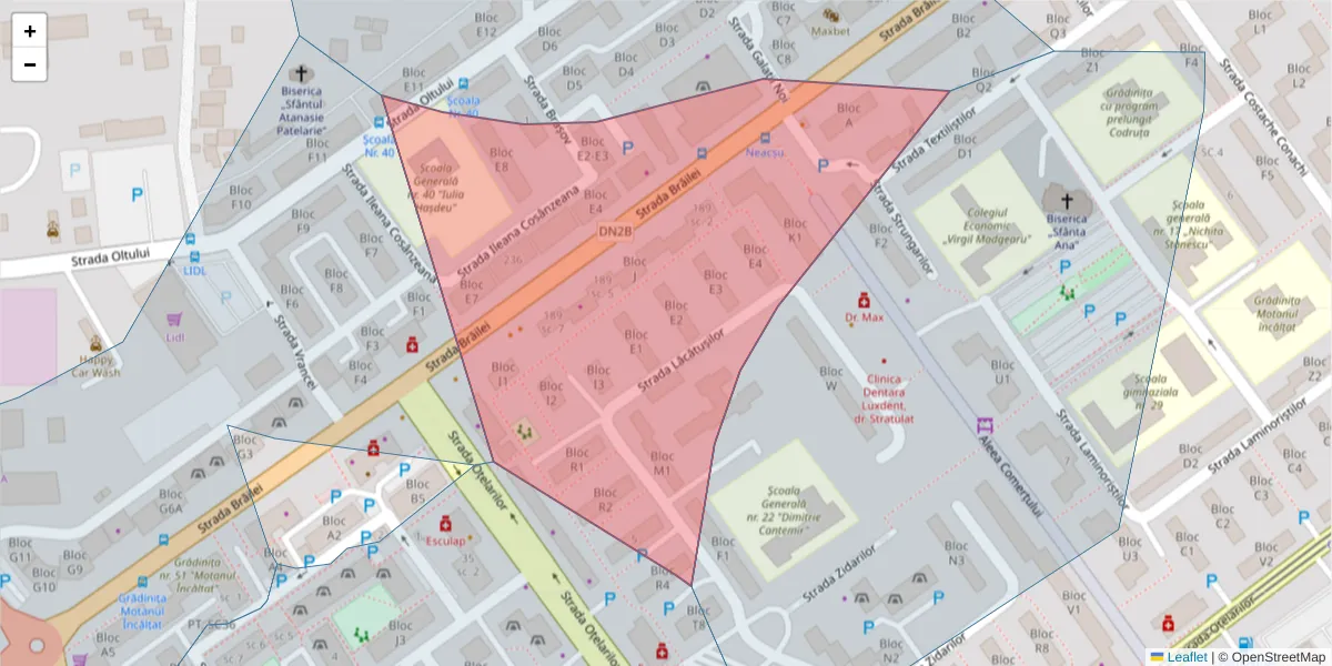 Hartă a codului poștal  și a codurilor poștale învecinate