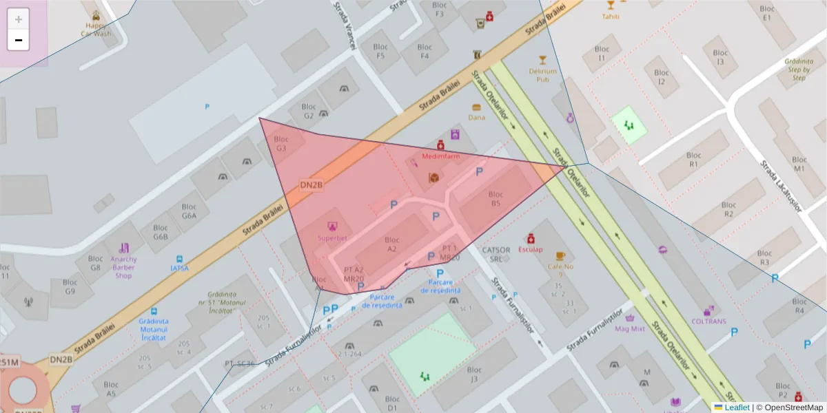 Hartă a codului poștal  și a codurilor poștale învecinate