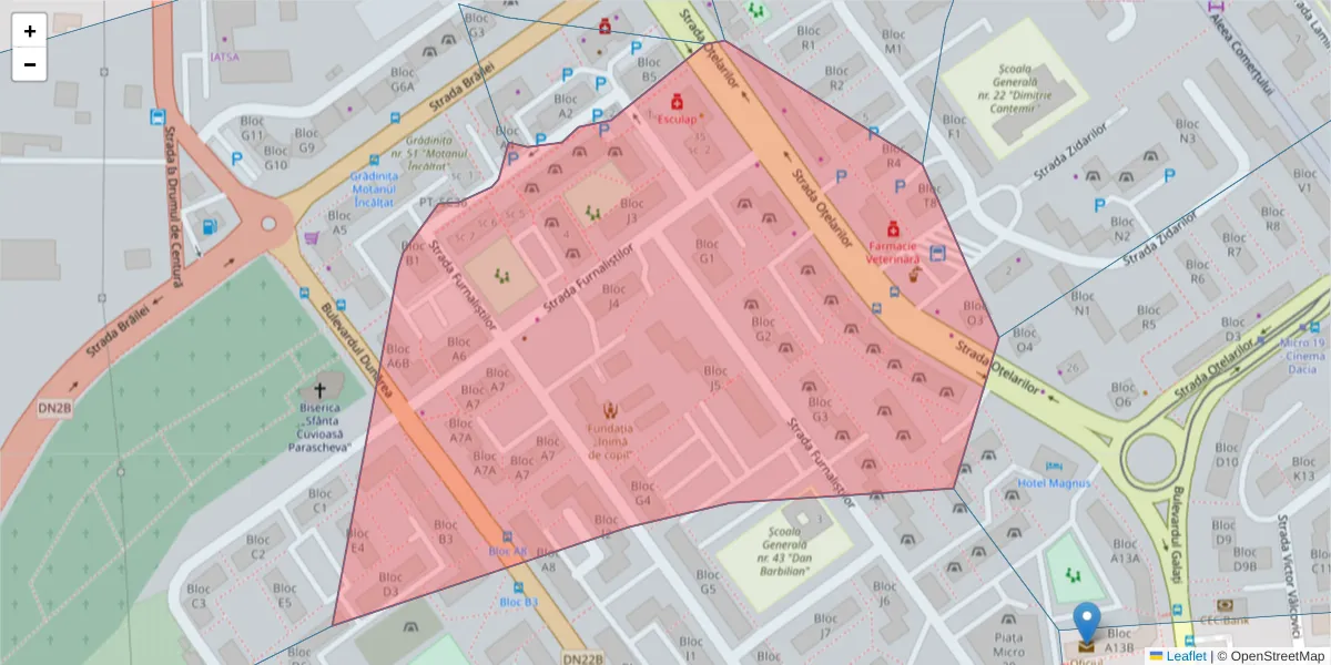 Hartă a codului poștal  și a codurilor poștale învecinate