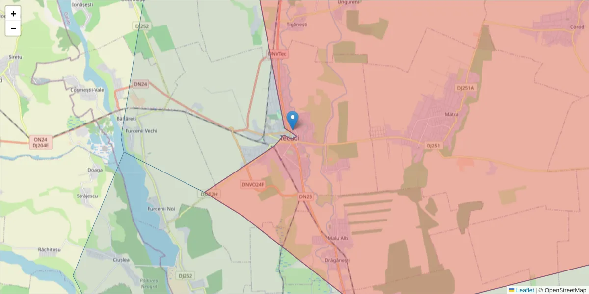 Hartă a codului poștal  și a codurilor poștale învecinate