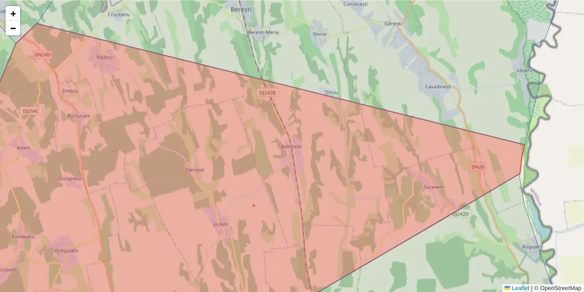Hartă a codului poștal  și a codurilor poștale învecinate