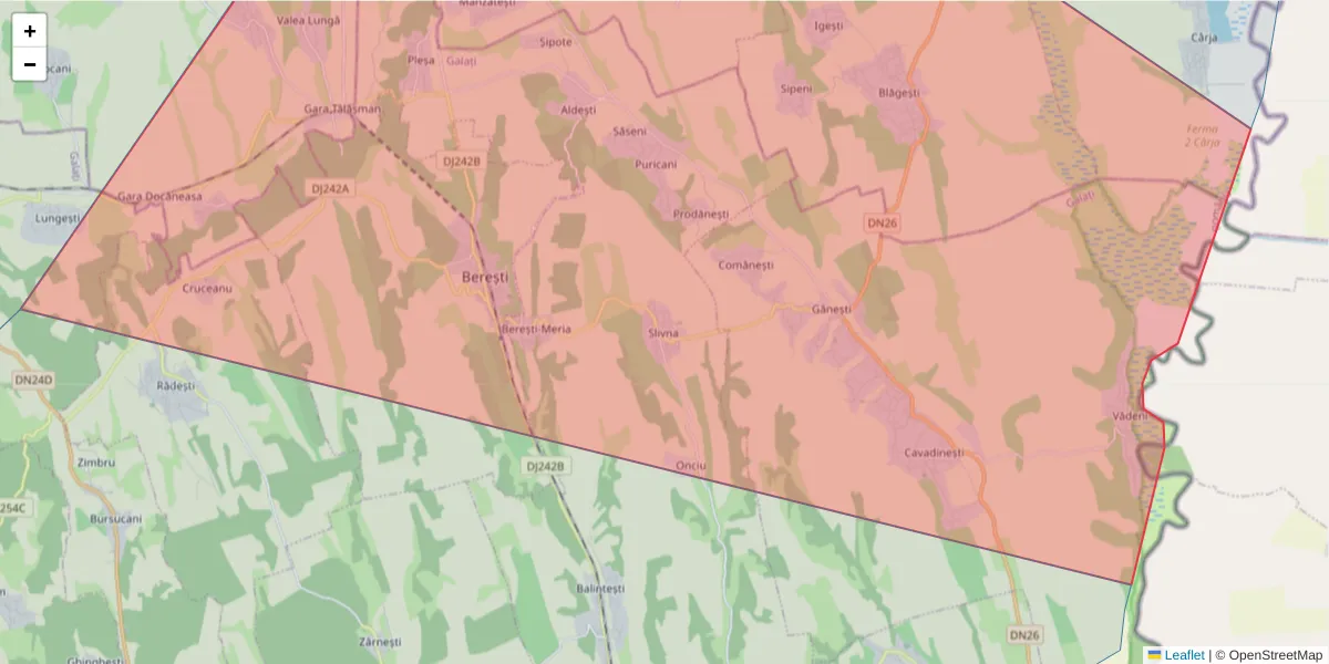 Hartă a codului poștal  și a codurilor poștale învecinate