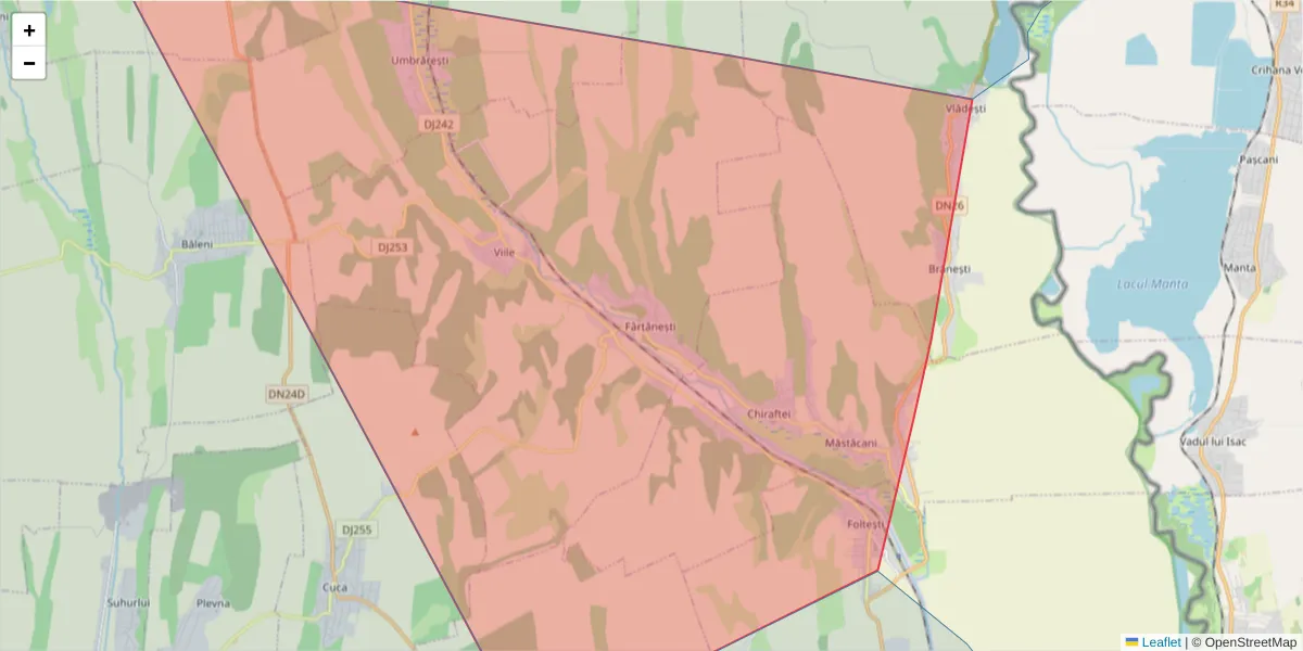 Hartă a codului poștal  și a codurilor poștale învecinate