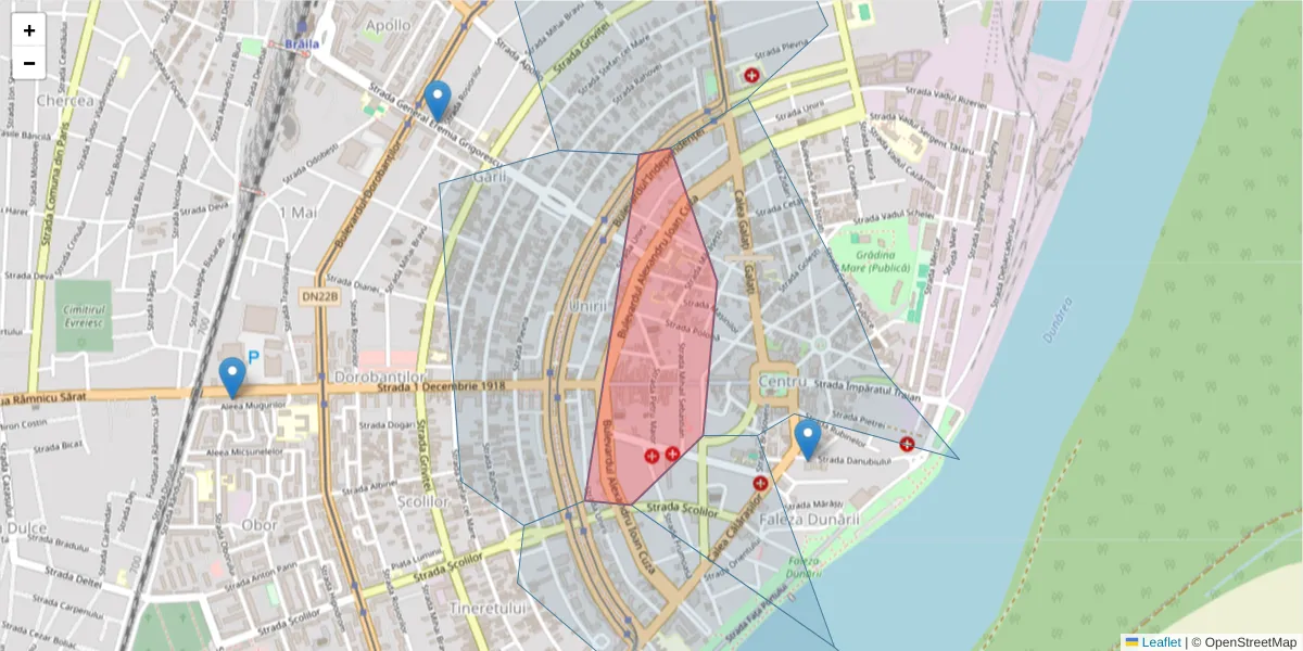 Hartă a codului poștal  și a codurilor poștale învecinate