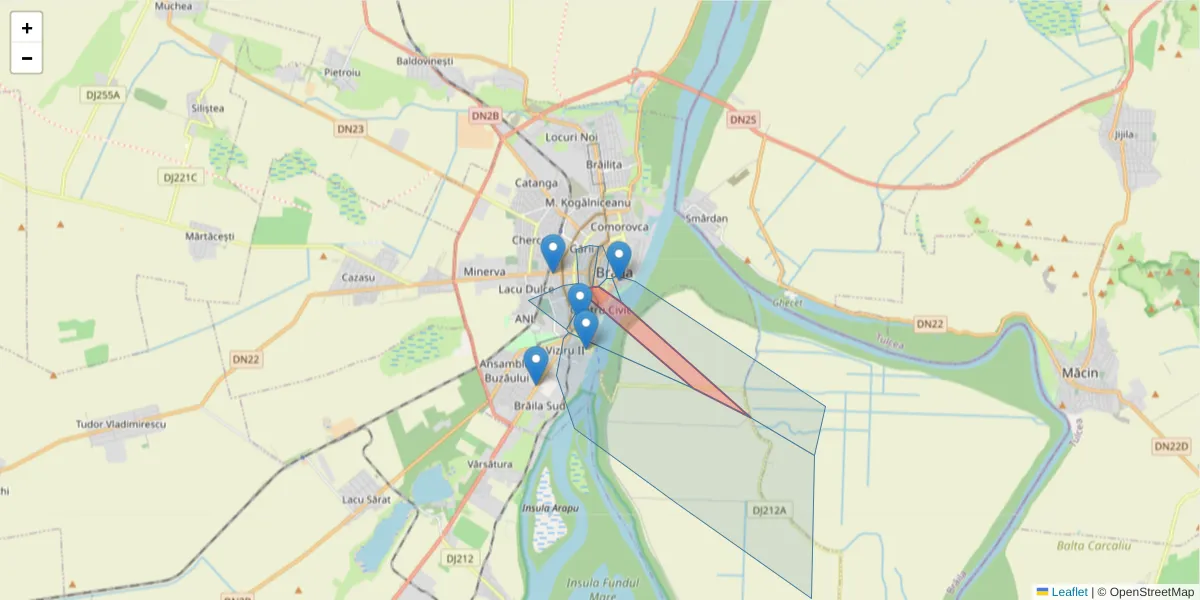 Hartă a codului poștal  și a codurilor poștale învecinate