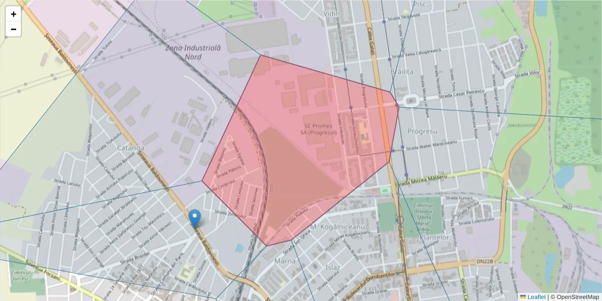 Hartă a codului poștal  și a codurilor poștale învecinate