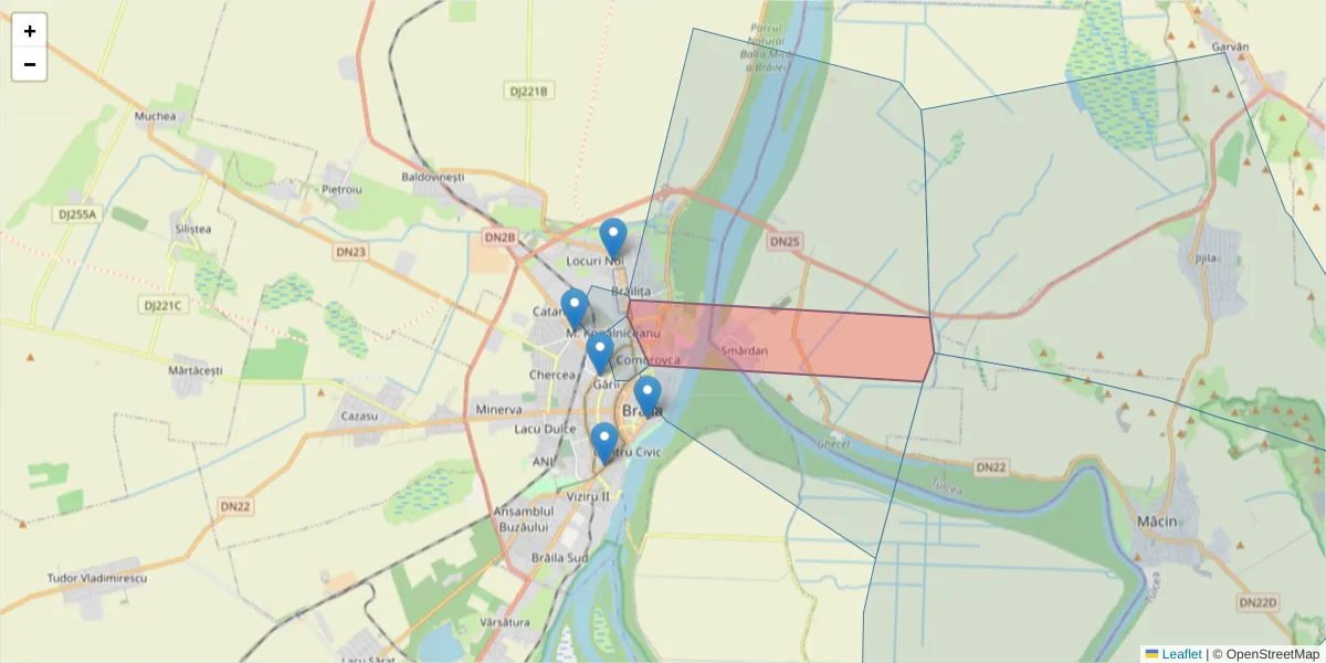 Hartă a codului poștal  și a codurilor poștale învecinate