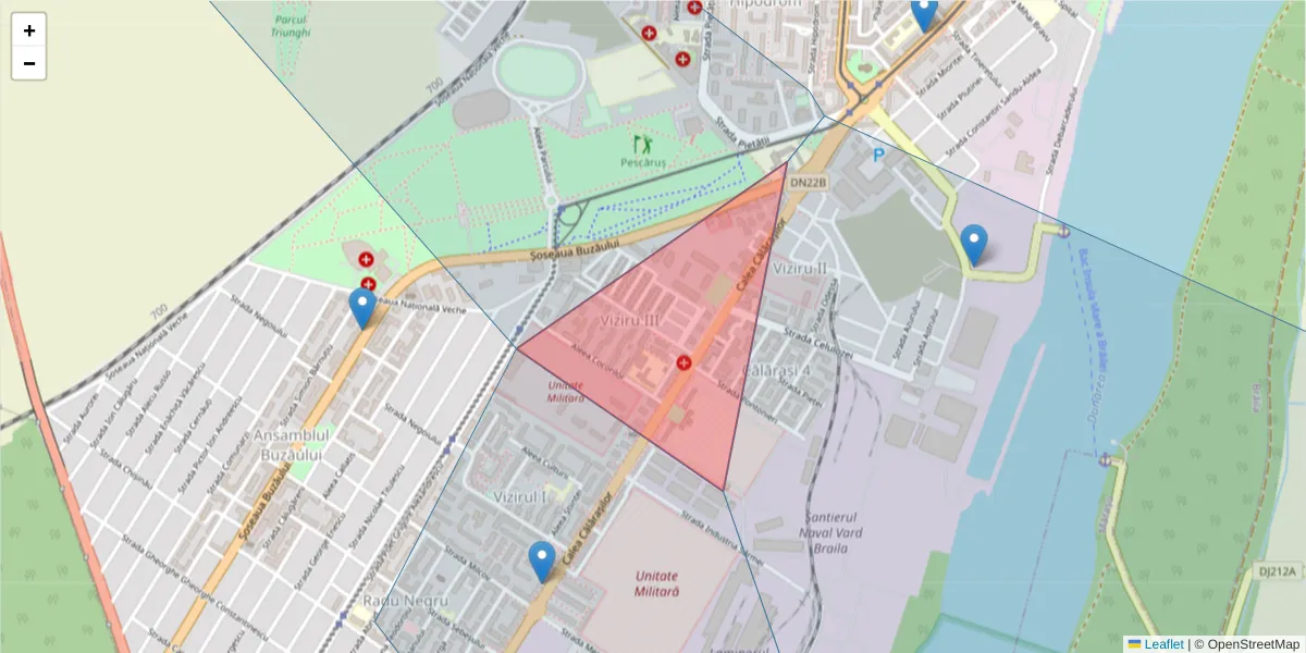 Hartă a codului poștal  și a codurilor poștale învecinate