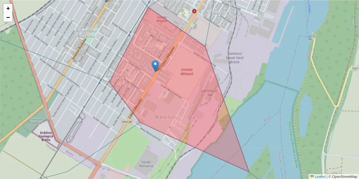 Hartă a codului poștal  și a codurilor poștale învecinate