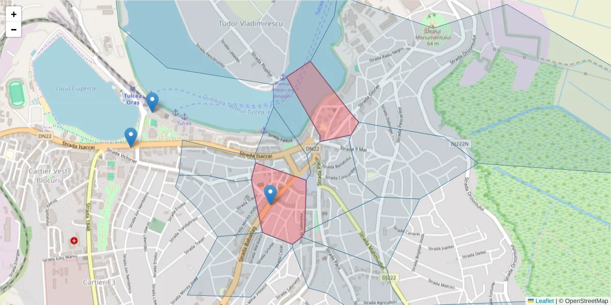 Hartă a codului poștal  și a codurilor poștale învecinate
