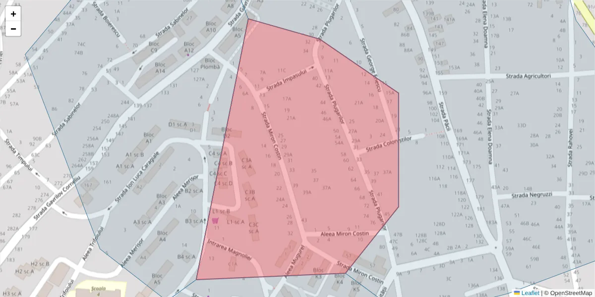 Hartă a codului poștal  și a codurilor poștale învecinate