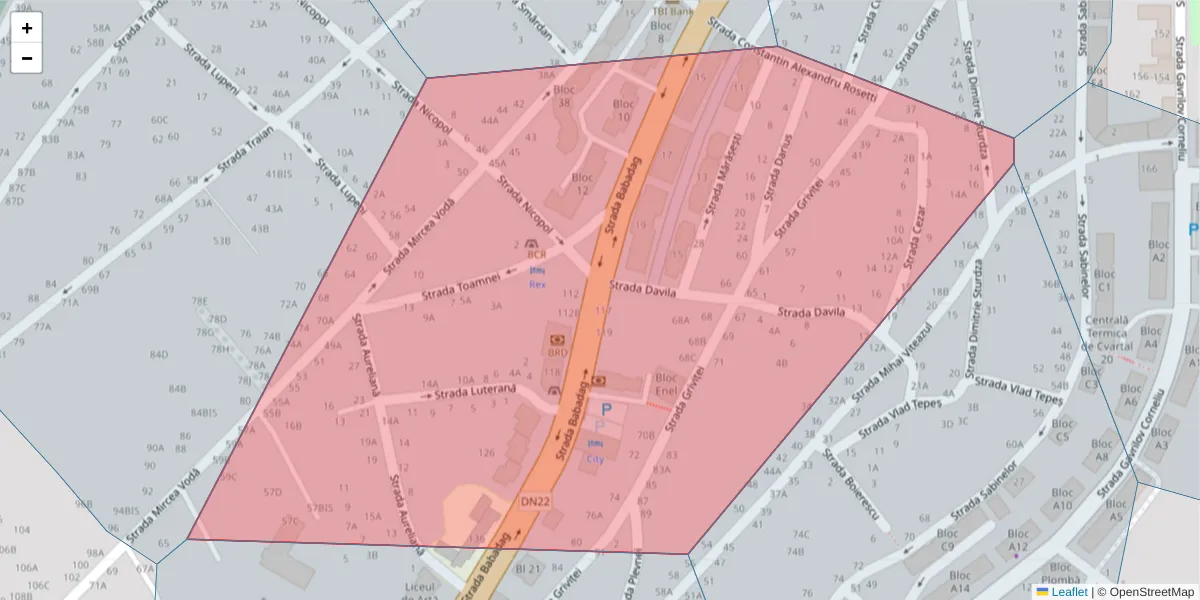 Hartă a codului poștal  și a codurilor poștale învecinate