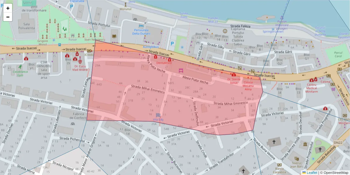 Hartă a codului poștal  și a codurilor poștale învecinate