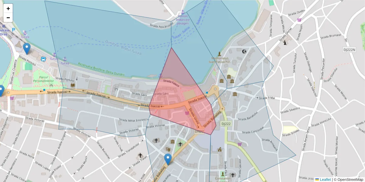 Hartă a codului poștal  și a codurilor poștale învecinate