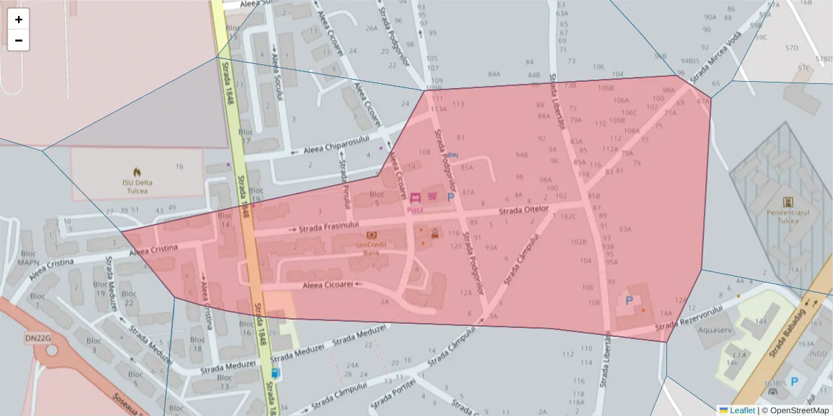 Hartă a codului poștal  și a codurilor poștale învecinate