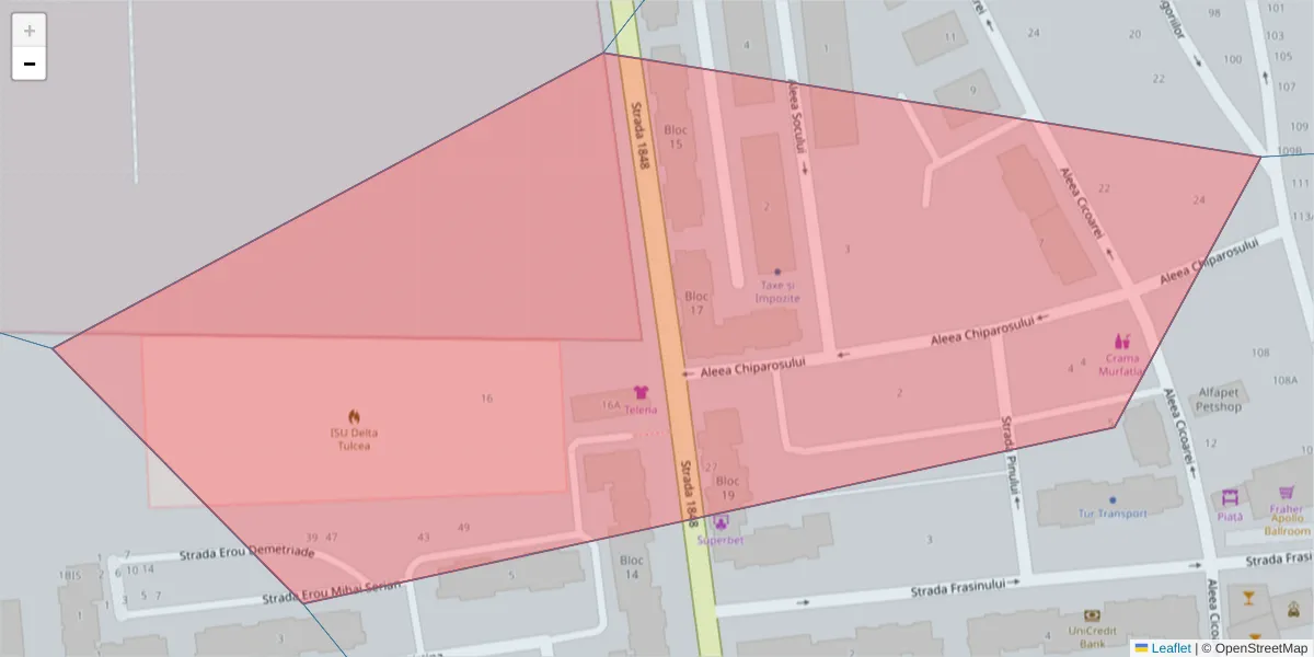 Hartă a codului poștal  și a codurilor poștale învecinate