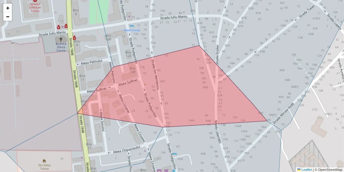 Hartă a codului poștal  și a codurilor poștale învecinate