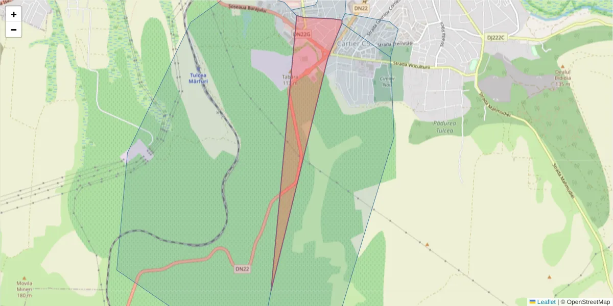 Hartă a codului poștal  și a codurilor poștale învecinate
