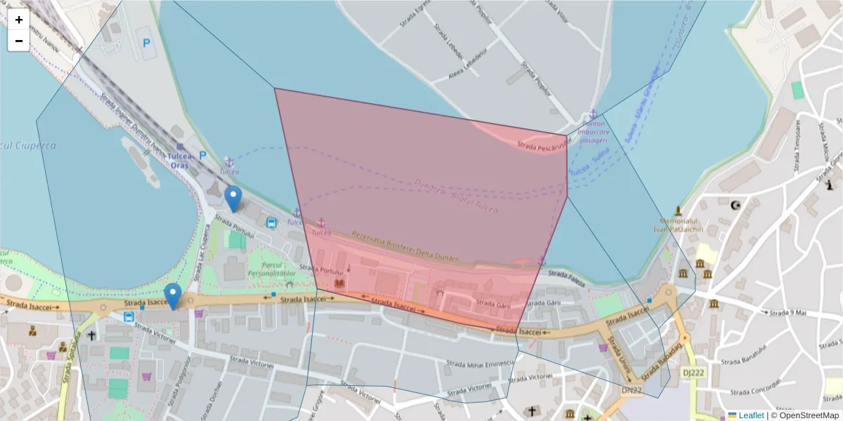 Hartă a codului poștal  și a codurilor poștale învecinate