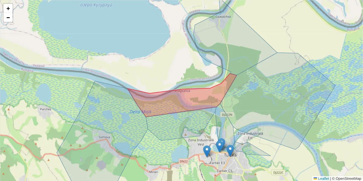 Hartă a codului poștal  și a codurilor poștale învecinate