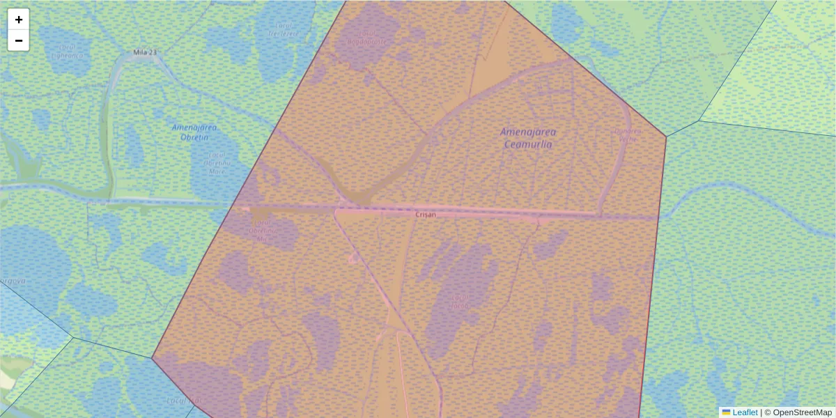 Hartă a codului poștal  și a codurilor poștale învecinate