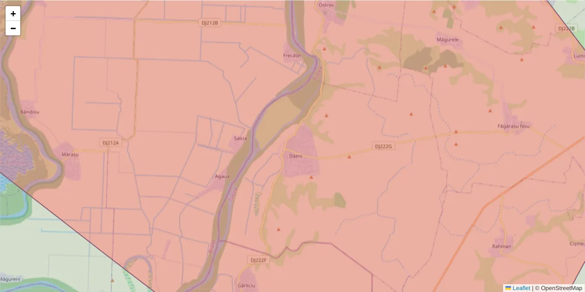 Hartă a codului poștal  și a codurilor poștale învecinate