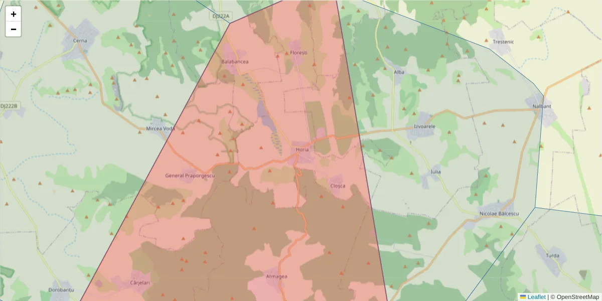 Hartă a codului poștal  și a codurilor poștale învecinate