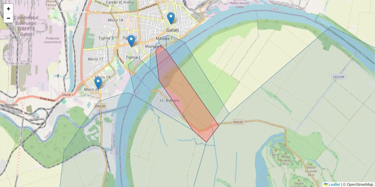 Hartă a codului poștal  și a codurilor poștale învecinate