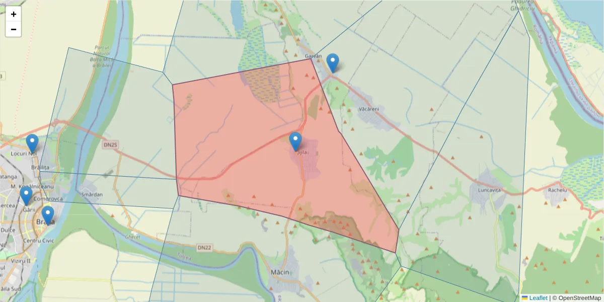 Hartă a codului poștal  și a codurilor poștale învecinate