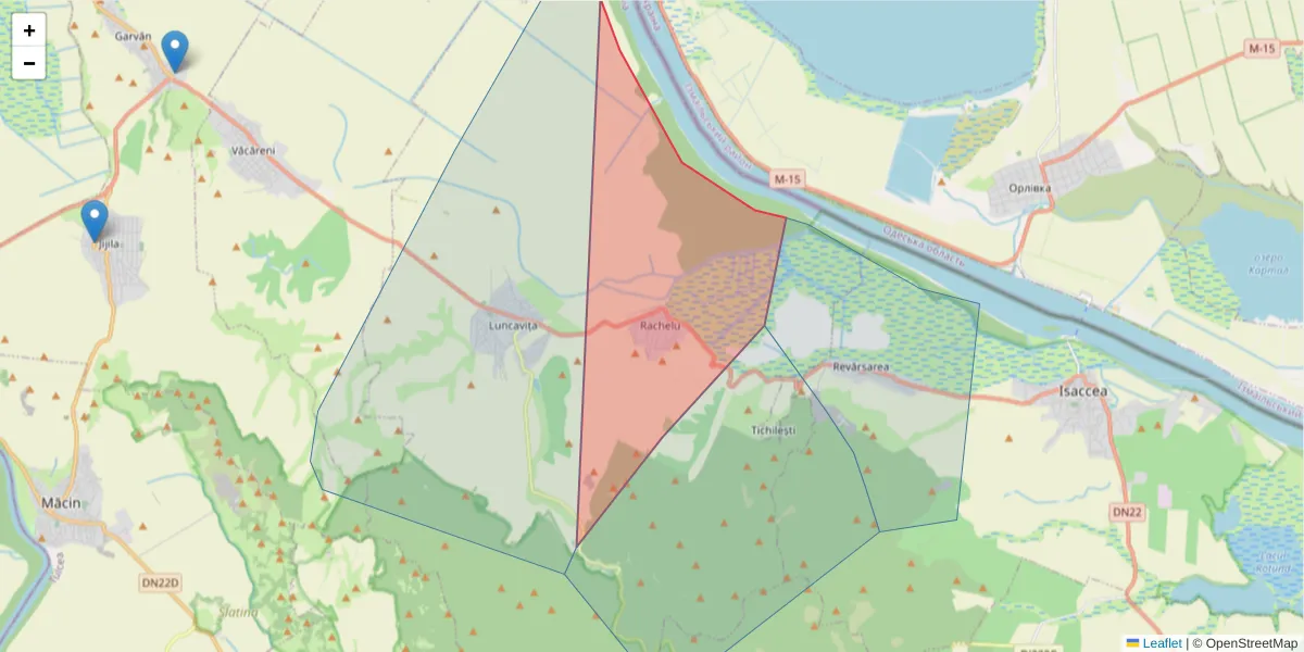 Hartă a codului poștal  și a codurilor poștale învecinate