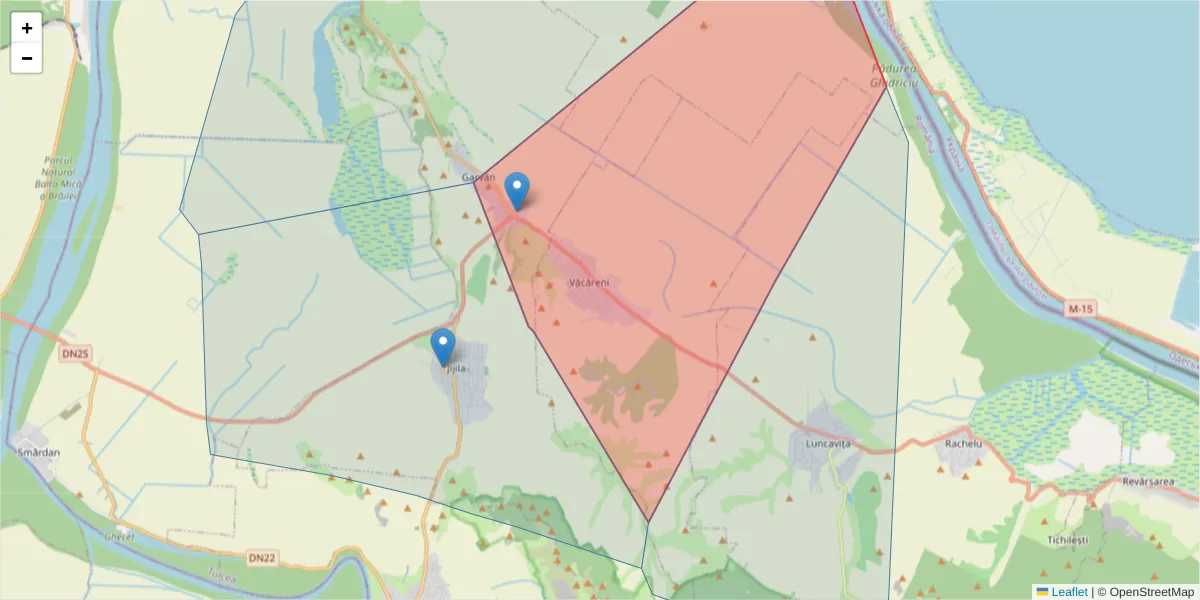 Hartă a codului poștal  și a codurilor poștale învecinate