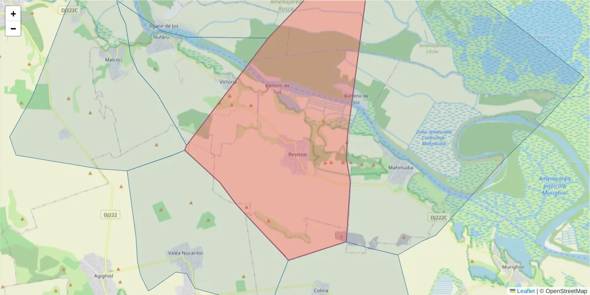 Hartă a codului poștal  și a codurilor poștale învecinate
