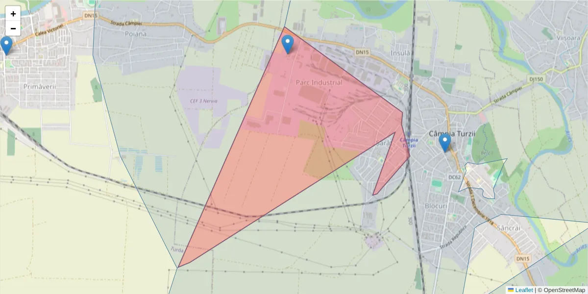 Hartă a codului poștal  și a codurilor poștale învecinate