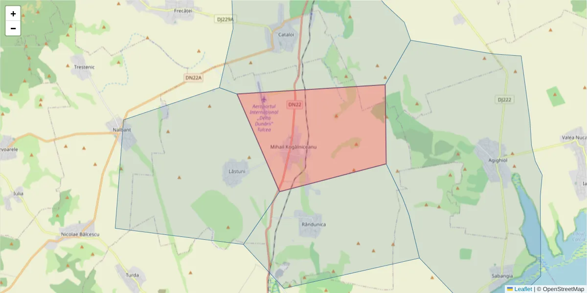 Hartă a codului poștal  și a codurilor poștale învecinate