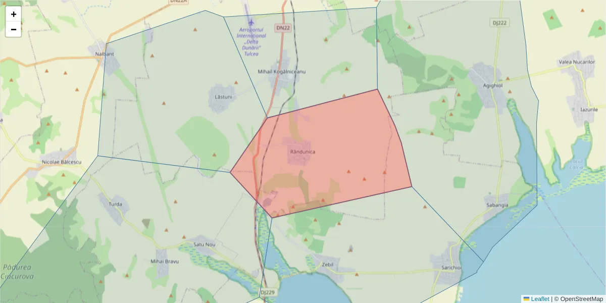 Hartă a codului poștal  și a codurilor poștale învecinate