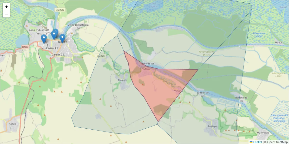 Hartă a codului poștal  și a codurilor poștale învecinate