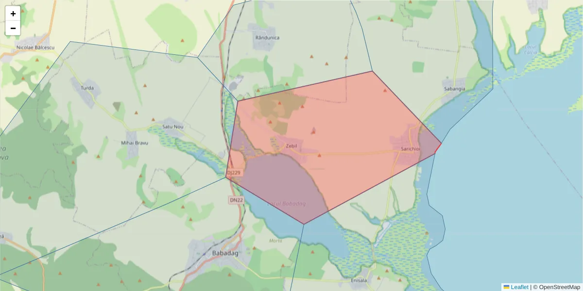 Hartă a codului poștal  și a codurilor poștale învecinate