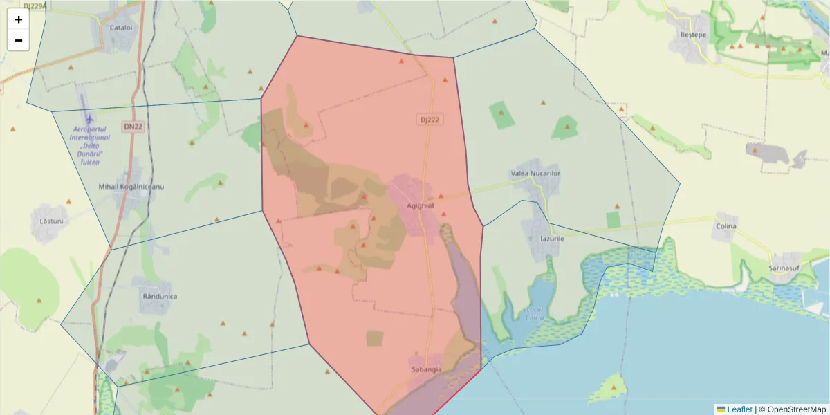Hartă a codului poștal  și a codurilor poștale învecinate