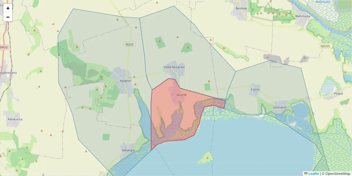 Hartă a codului poștal  și a codurilor poștale învecinate