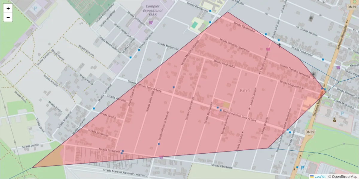 Hartă a codului poștal  și a codurilor poștale învecinate